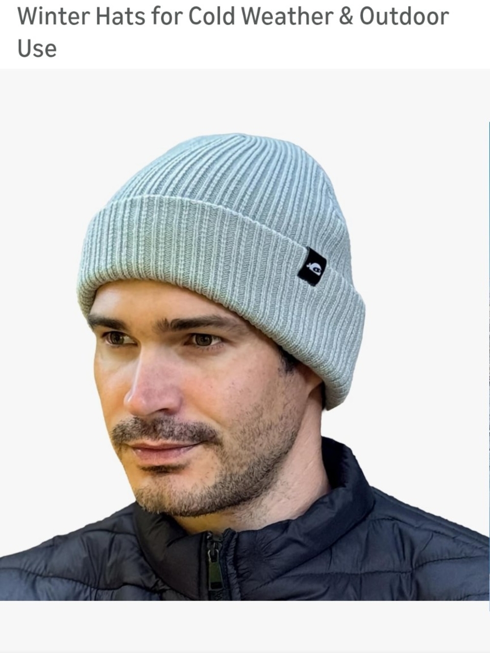 Ribbed Knit Beanie Hat in Light Gray